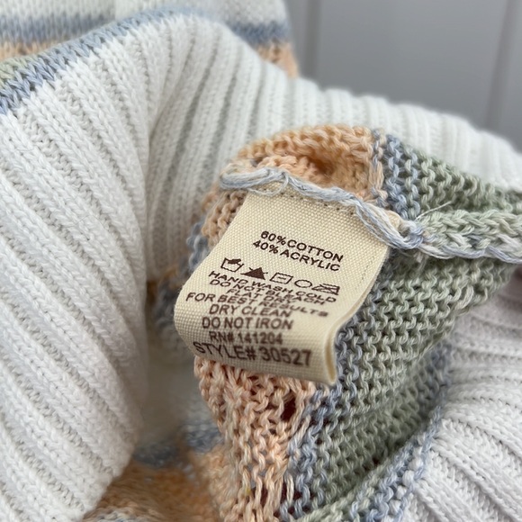 🆕Hem & Thread Sage/Coral Sweater Striped Short Sleeve Textured S,M & L - Picture 7 of 11